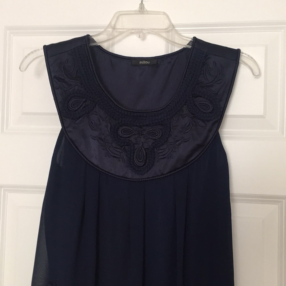 Millou Navy Blue Embroidered Dress
